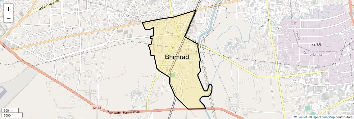 Location Map of Bhimrad, Surat