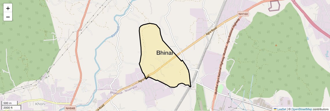 Location Map of Bhinar, Thane