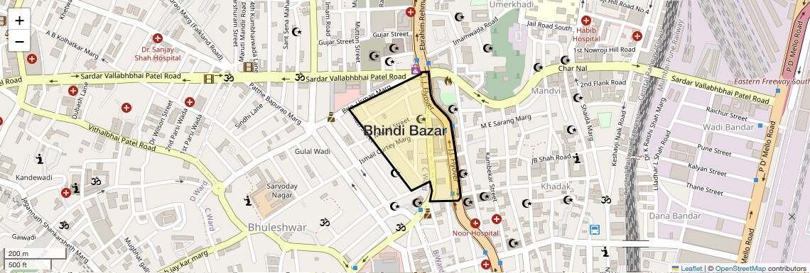 Location Map of Bhindi Bazar, Mumbai