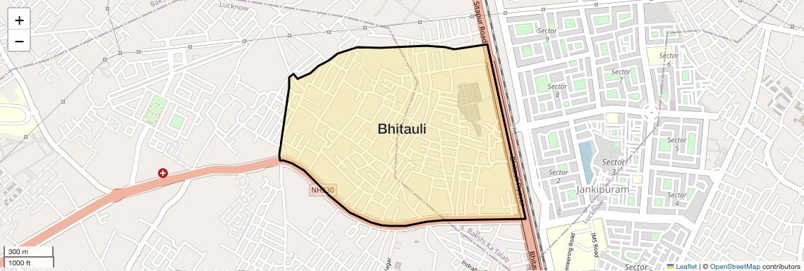 Location Map of Bhitauli, Lucknow