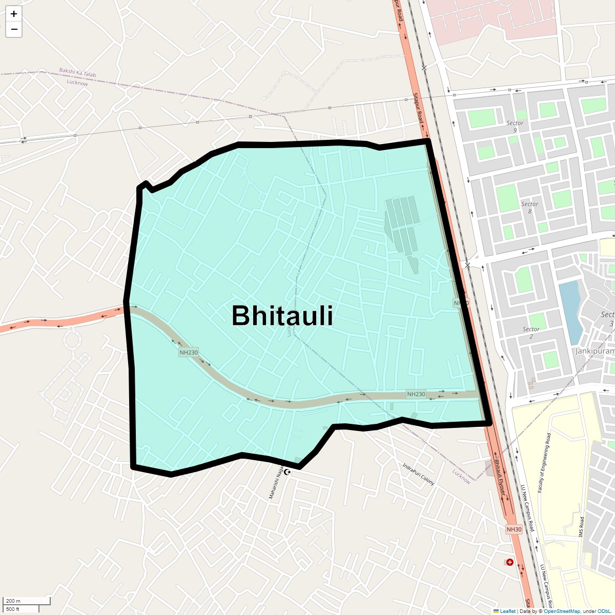 Location Map of Bhitauli, Lucknow