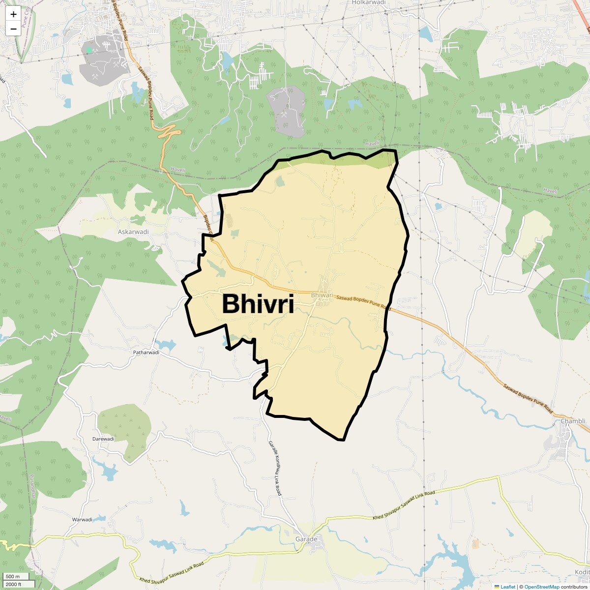 Location Map of Bhivri, Pune