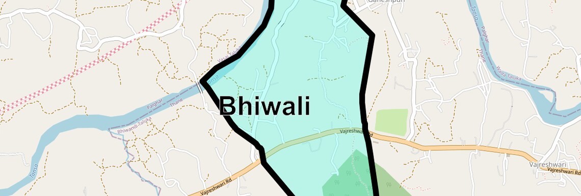 Location Map of Bhiwali, Thane