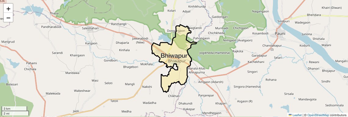 Location Map of Bhiwapur, Nagpur