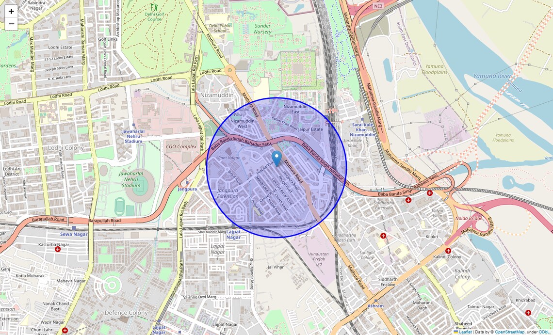 Location Map of Bhogal, Delhi