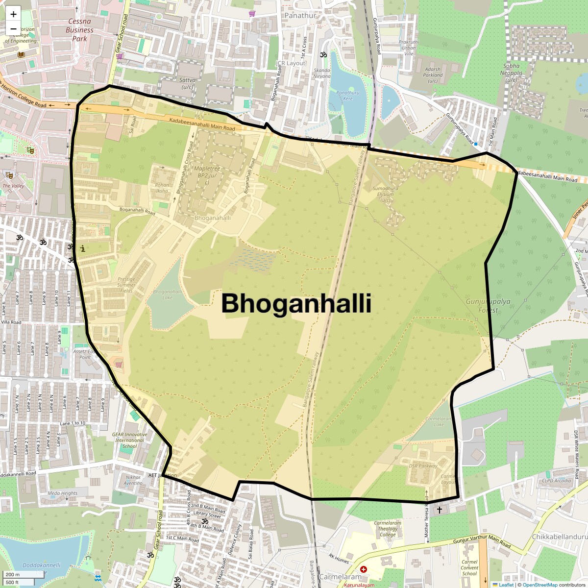 Location Map of Bhoganhalli, Bangalore