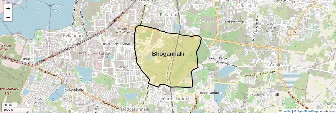 Location Map of Bhoganhalli, Bangalore