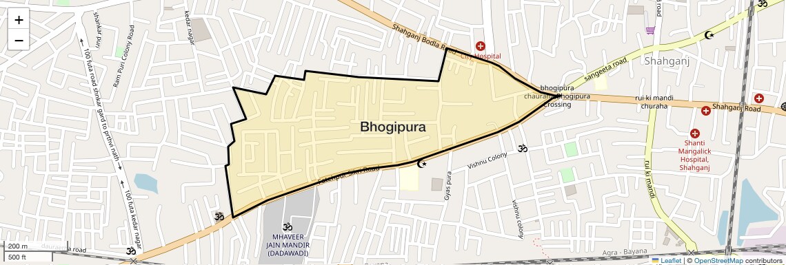 Location Map of Bhogipura, Agra
