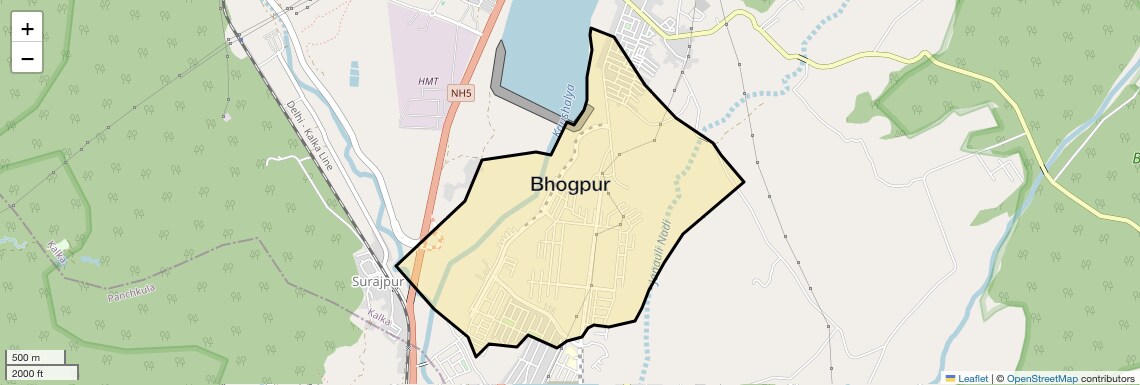 Location Map of Bhogpur, Chandigarh