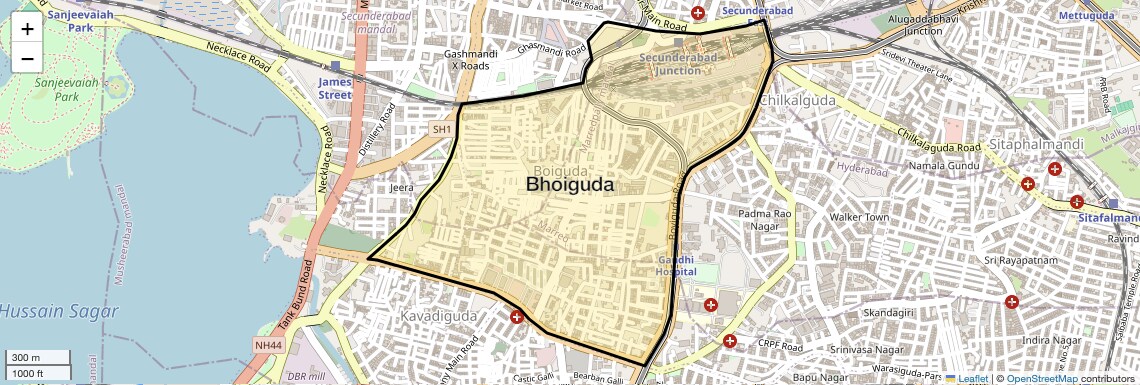 Location Map of Bhoiguda, Hyderabad
