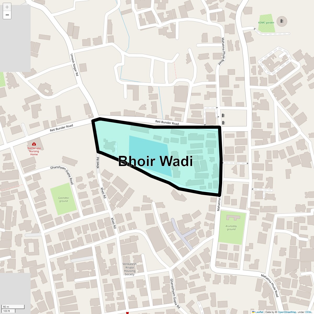Location Map of Bhoir Wadi, Thane