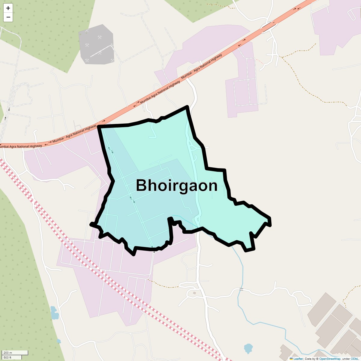 Location Map of Bhoirgaon, Thane
