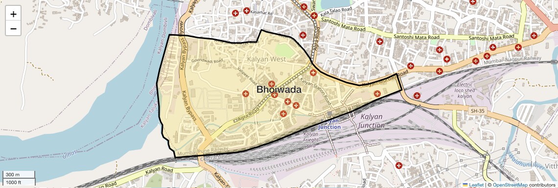Location Map of Bhoiwada, Thane