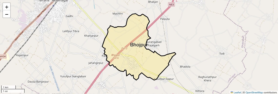 Location Map of Bhojpur, Ghaziabad