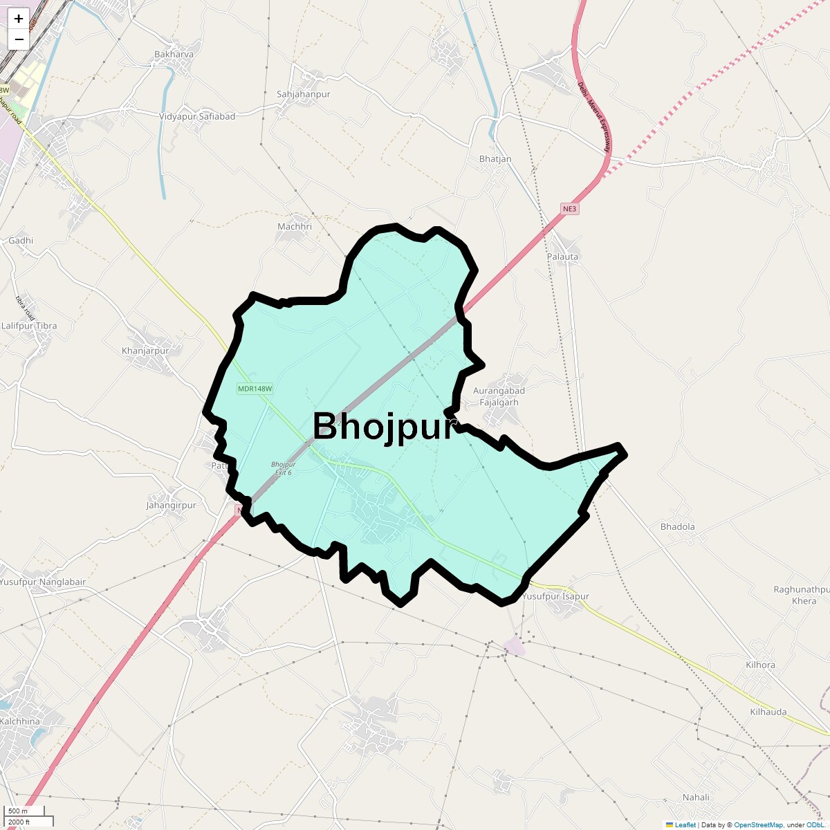 Location Map of Bhojpur, Ghaziabad