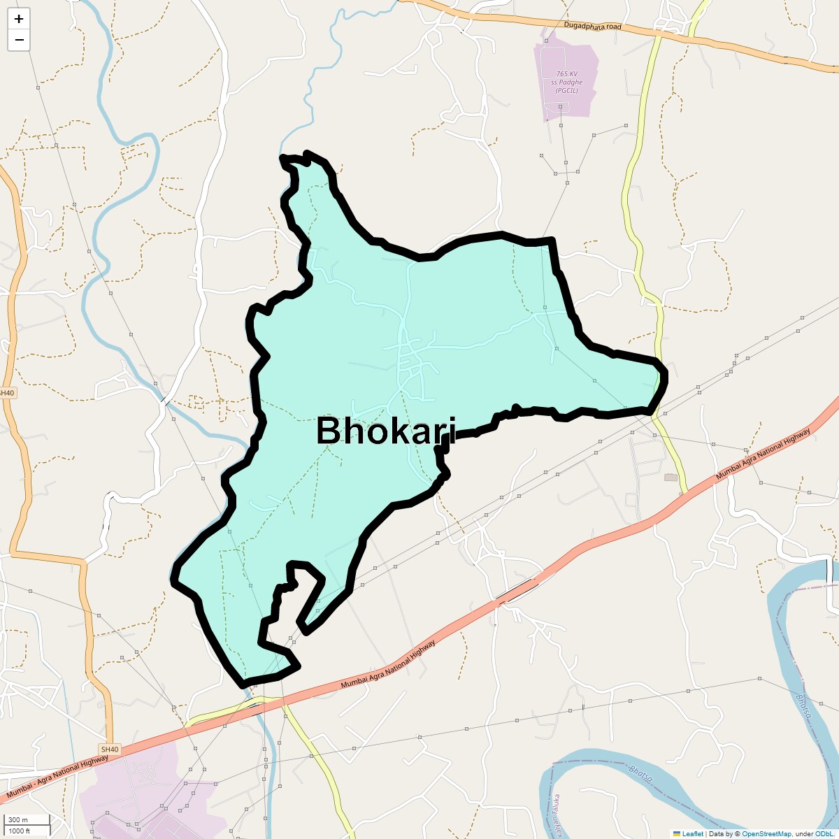 Location Map of Bhokari, Thane