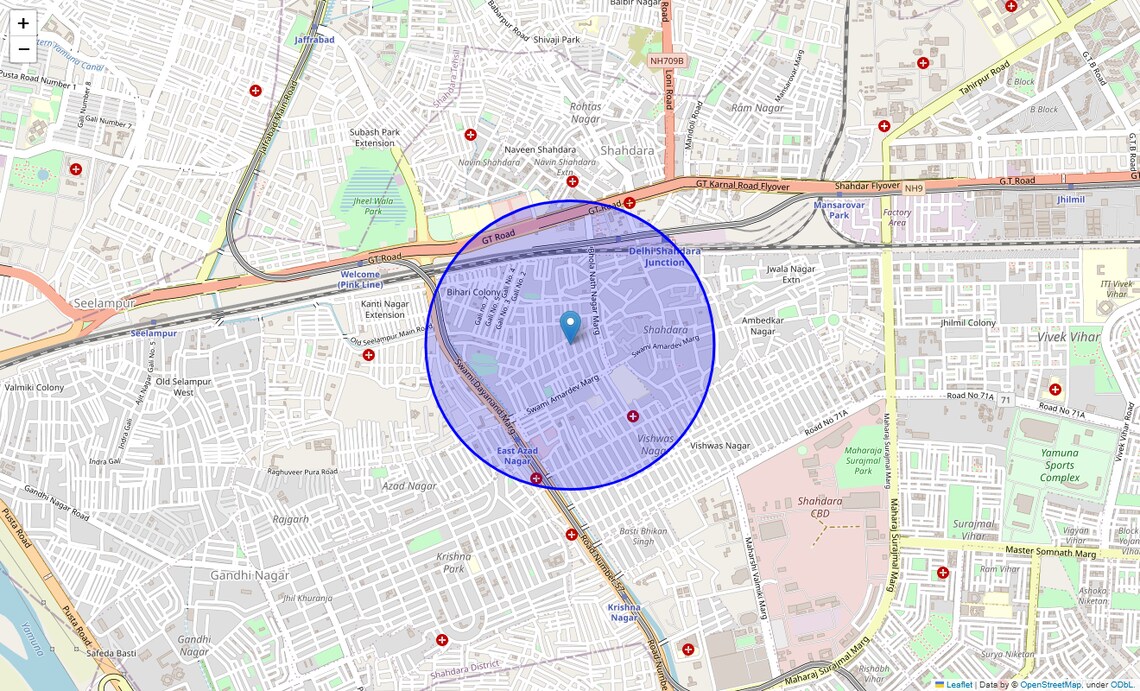 Location Map of Bhola Nath Nagar, Delhi