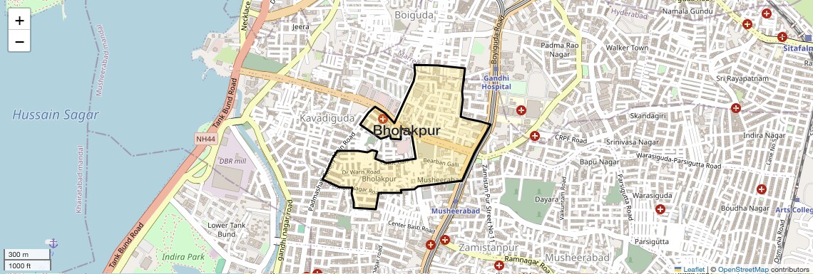Location Map of Bholakpur, Hyderabad