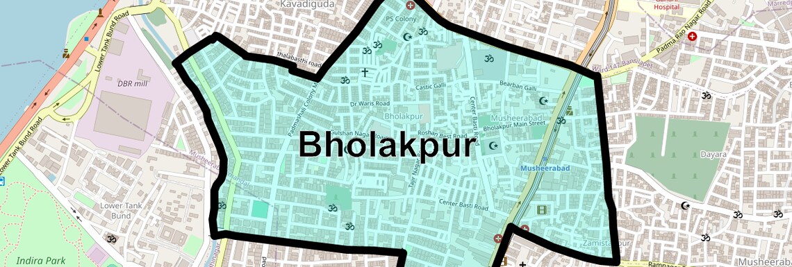 Location Map of Bholakpur, Hyderabad