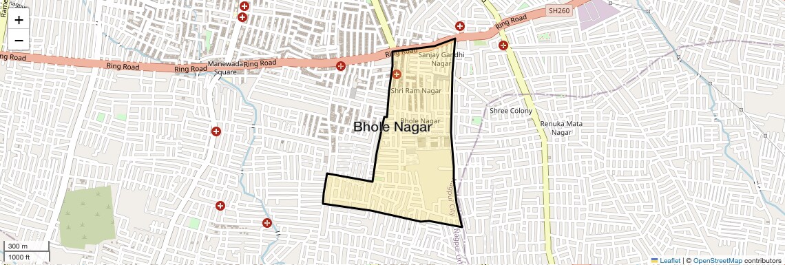Location Map of Bhole Nagar, Nagpur