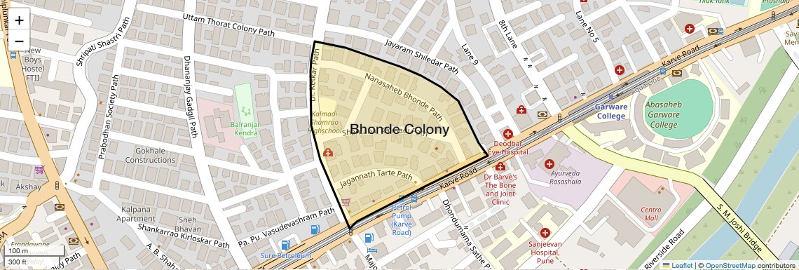Location Map of Bhonde Colony, Pune