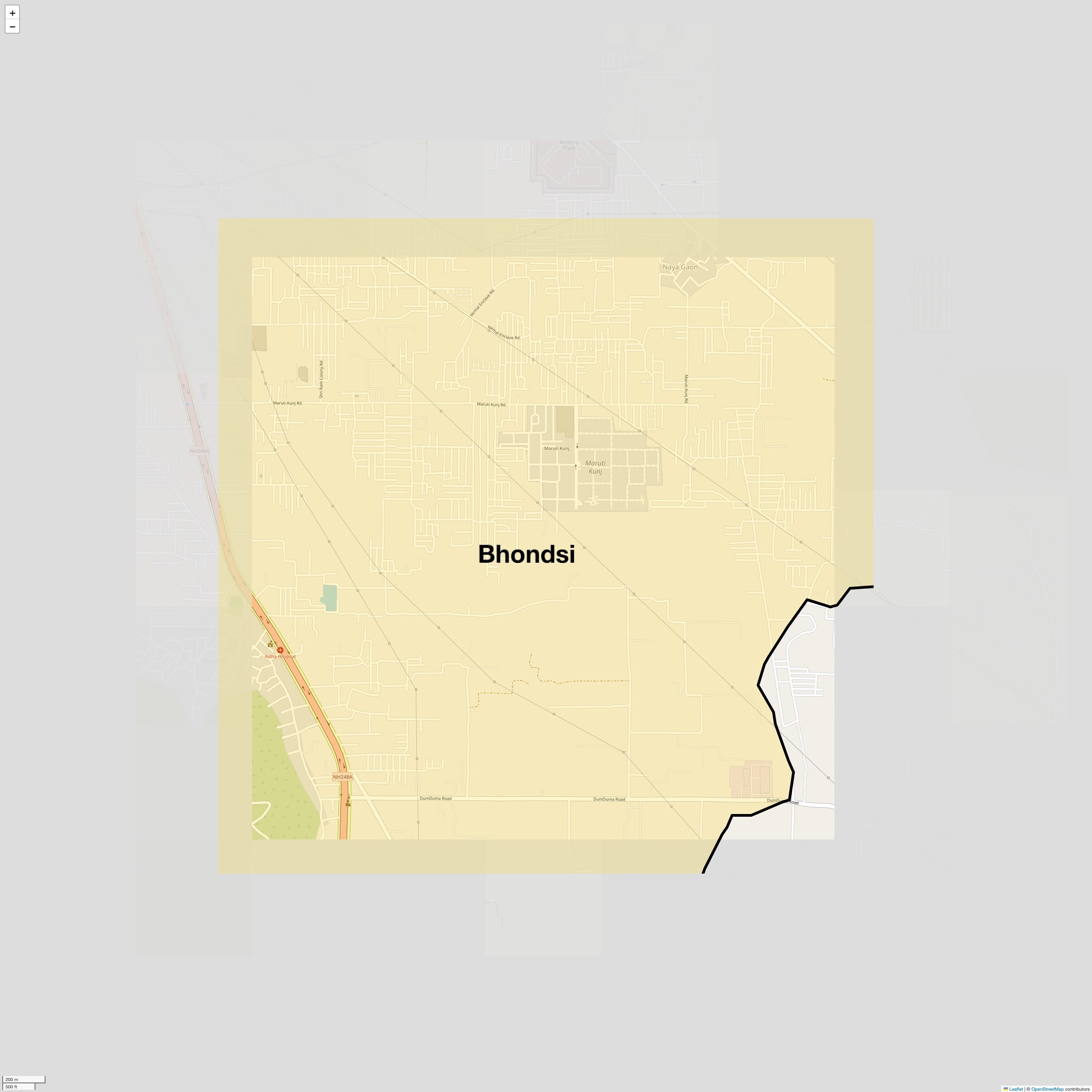 Location Map of Bhondsi, Gurgaon