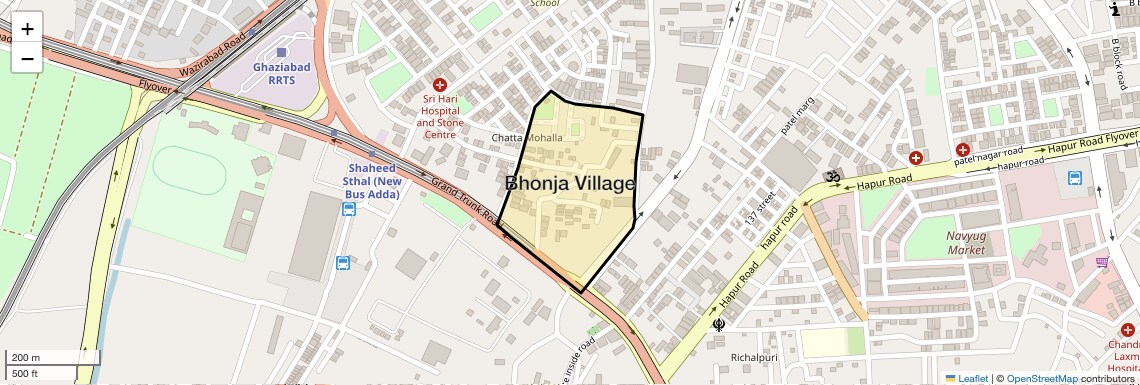 Location Map of Bhonja Village, Ghaziabad