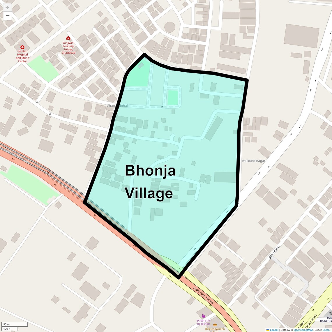 Location Map of Bhonja Village, Ghaziabad