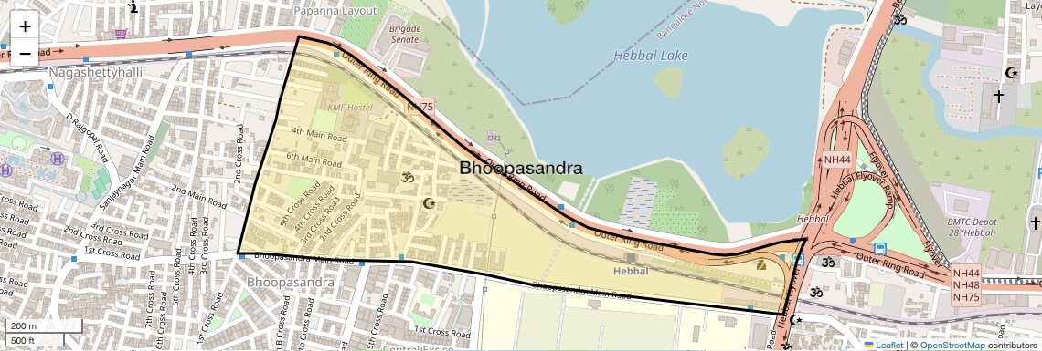 Location Map of Bhoopasandra, Bangalore