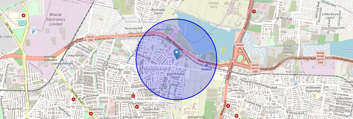 Location Map of Bhoopasandra, Bangalore