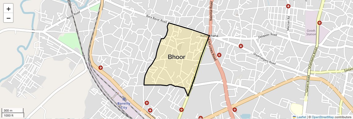Location Map of Bhoor, Bareilly
