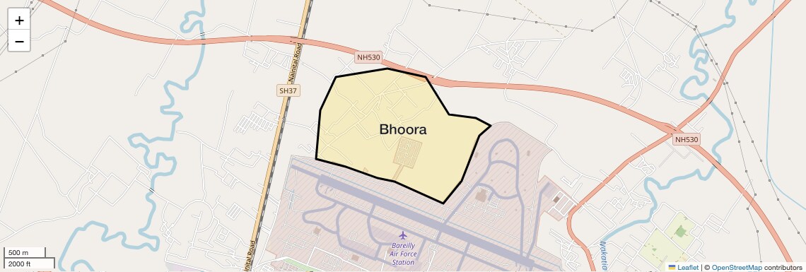 Location Map of Bhoora, Bareilly