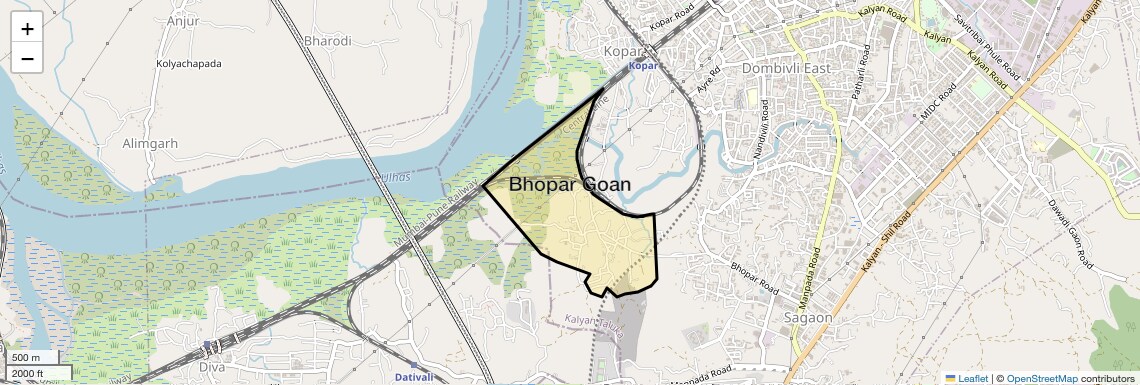 Location Map of Bhopar Goan, Thane