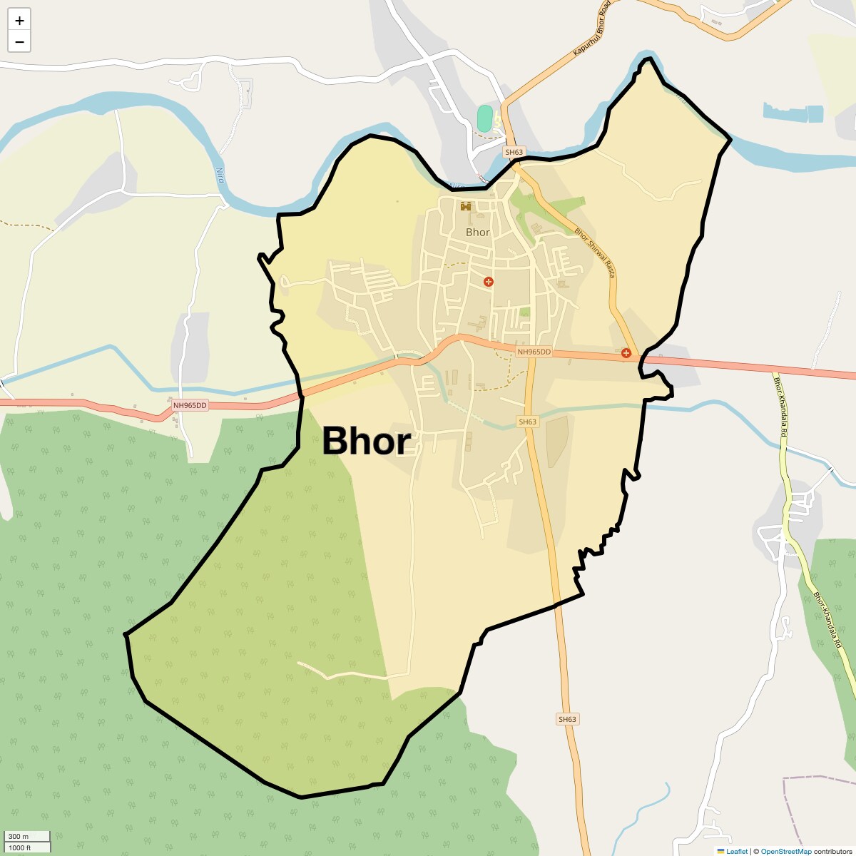 Location Map of Bhor, Pune
