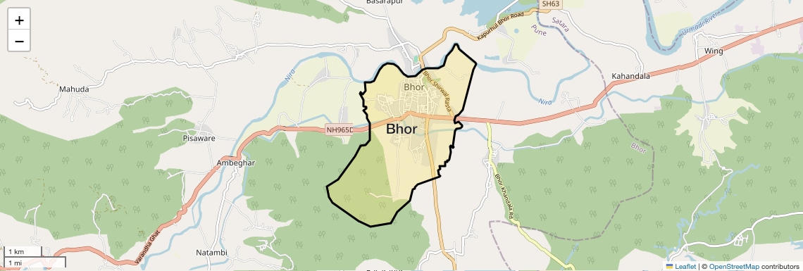 Location Map of Bhor, Pune