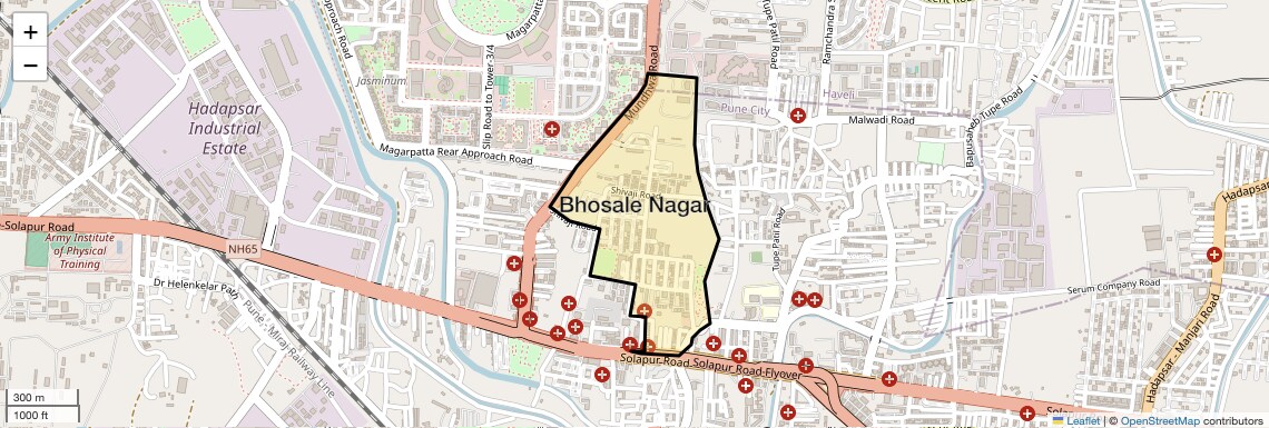 Location Map of Bhosale Nagar, Pune