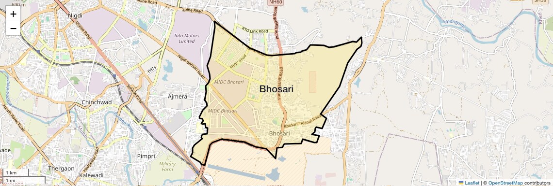 Location Map of Bhosari, Pune