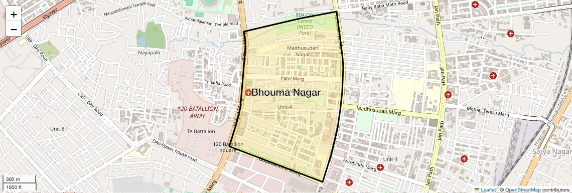 Location Map of Bhouma Nagar, Bhubaneswar