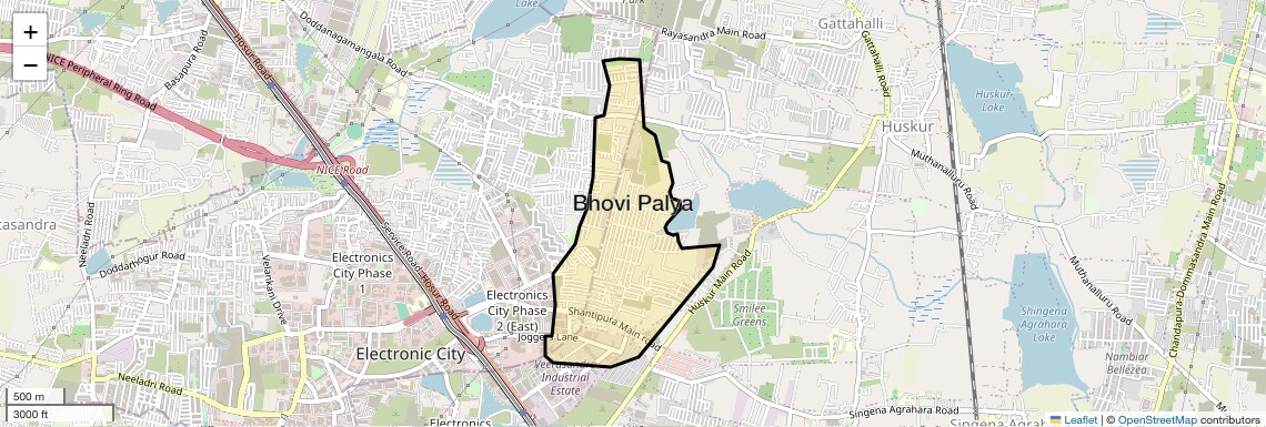 Location Map of Bhovi Palya, Bangalore