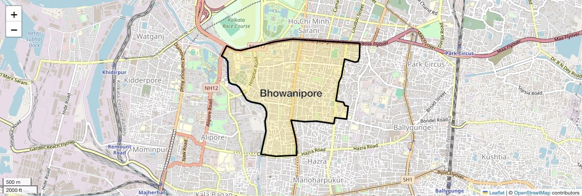 Location Map of Bhowanipore, Kolkata