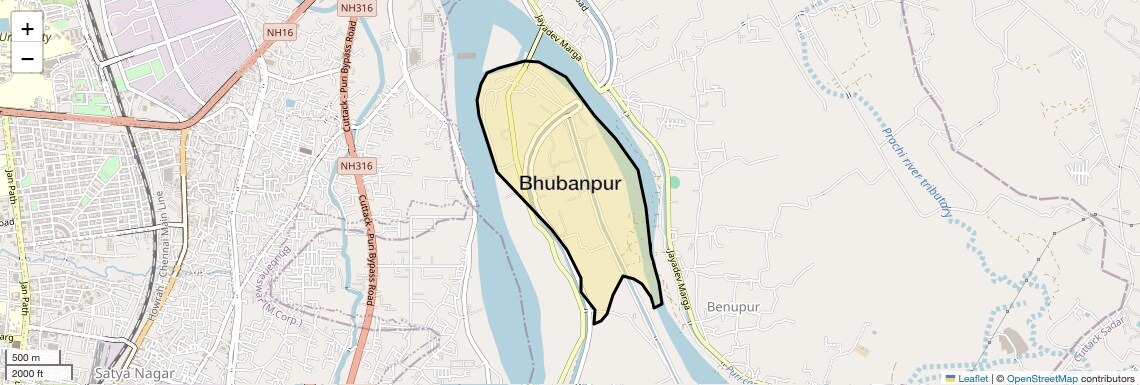 Location Map of Bhubanpur, Bhubaneswar