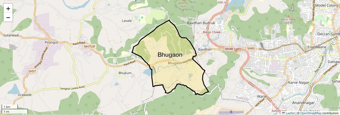 Location Map of Bhugaon, Pune