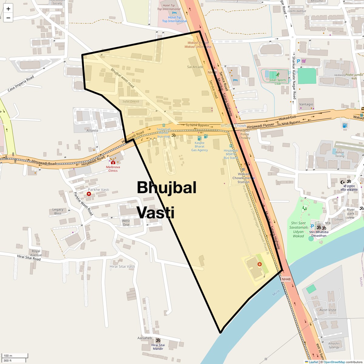 Location Map of Bhujbal Vasti, Pune