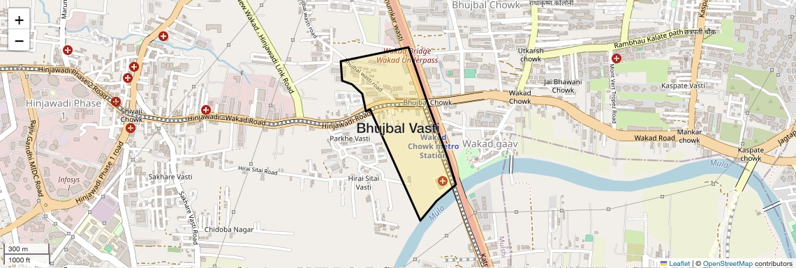 Location Map of Bhujbal Vasti, Pune