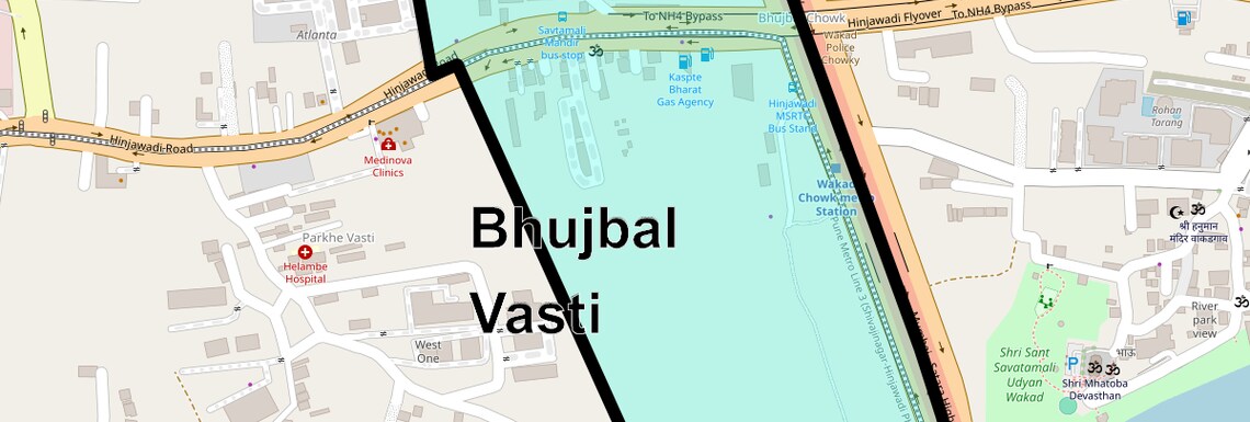 Location Map of Bhujbal Vasti, Pune