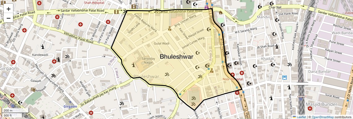 Location Map of Bhuleshwar, Mumbai