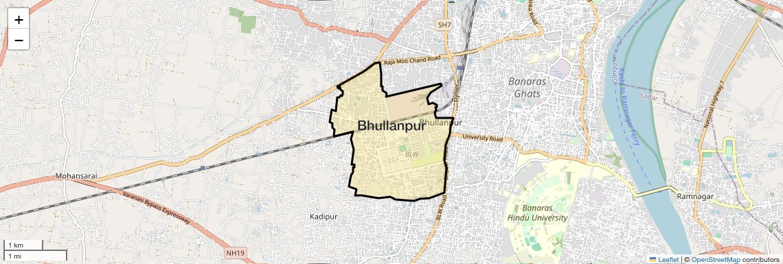 Location Map of Bhullanpur, Varanasi