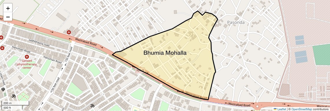 Location Map of Bhumia Mohalla, Ghaziabad