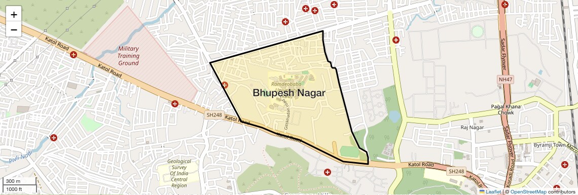 Location Map of Bhupesh Nagar, Nagpur