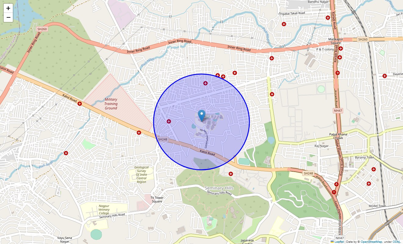 Location Map of Bhupesh Nagar, Nagpur